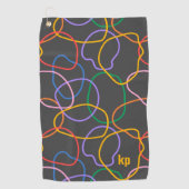 カラフル抽象芸術波線パターン ゴルフタオル (正面)