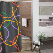 カラフル抽象芸術波線パターン シャワーカーテン