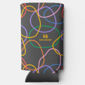 カラフル抽象芸術波線パターン スリム缶クーラー (裏面)