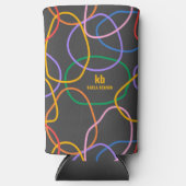 カラフル抽象芸術波線パターン スリム缶クーラー (正面)