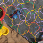 カラフル抽象芸術波線パターン ビーチタオル