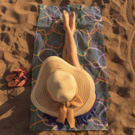 カラフル抽象芸術波線パターン ビーチタオル