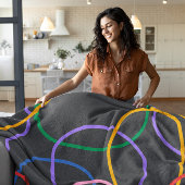 カラフル抽象芸術波線パターン フリースブランケット