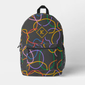 カラフル抽象芸術波線パターン プリントバックパック (正面)