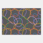 カラフル抽象芸術波線パターン ラッピングペーパーシート (正面)