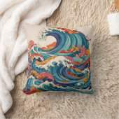 カラフル抽象芸術波装飾用クッション クッション (ブランケット)
