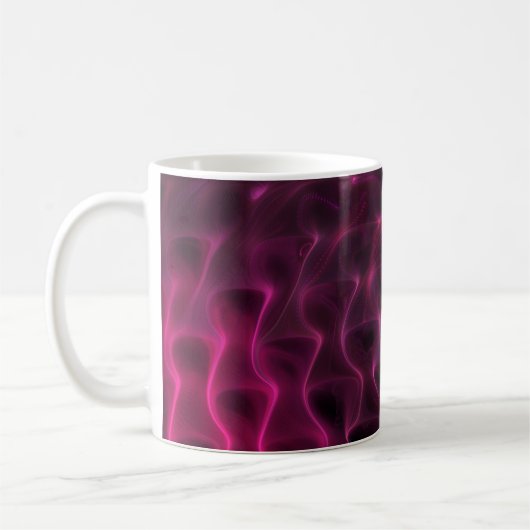 カラフル抽象芸術波黒の背景 コーヒーマグカップ (左)