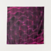 カラフル抽象芸術波黒の背景 タペストリー (正面(横))