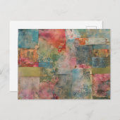 カラフル抽象芸術混合メディアコラージュ ポストカード (正面/裏面)