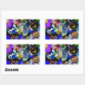 カラフル抽象芸術混合メディア 長方形シール (シート)