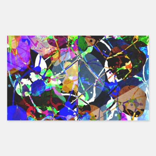 カラフル抽象芸術混合メディア 長方形シール (正面)