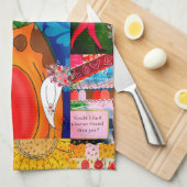 カラフル抽象芸術混在猫コラージュ キッチンタオル (四つ折り)