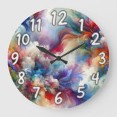 カラフル抽象芸術渦爆発アートワーク ラージ壁時計 (正面)