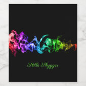 カラフル抽象芸術煙 – 暗闇の中の虹 ワインラベル (シングルラベル)