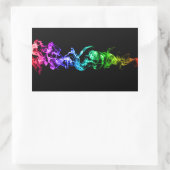 カラフル抽象芸術煙 – 暗闇の中の虹 長方形シール (バッグ)