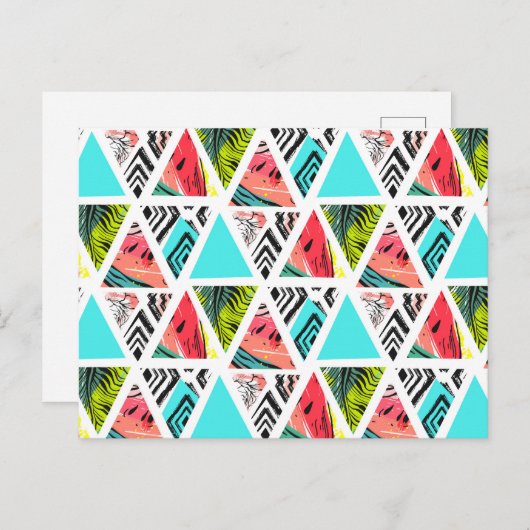 カラフル抽象芸術熱帯模様 ポストカード (正面/裏面)