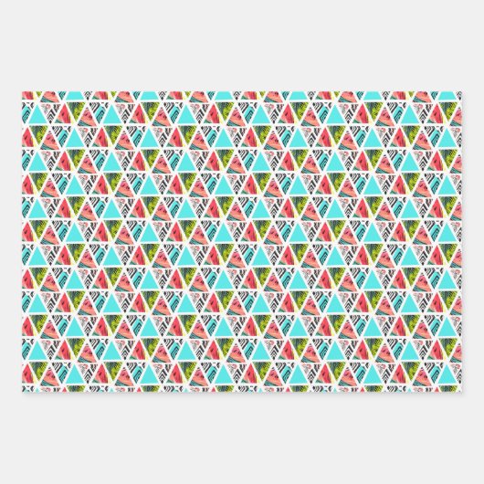 カラフル抽象芸術熱帯模様 ラッピングペーパーシート (正面3)