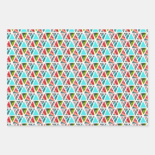 カラフル抽象芸術熱帯模様 ラッピングペーパーシート (正面)