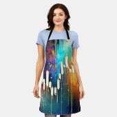 カラフル抽象芸術燭台絵画図 エプロン (着用した状態)