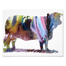 カラフル抽象芸術牛シルエット フォトプリント           