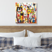 カラフル抽象芸術猫ニューアート キャンバスプリント (インサイチュ (寝室))