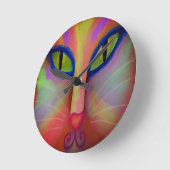 カラフル抽象芸術猫顔塗装 ラウンド壁時計 (傾斜)