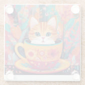 カラフル抽象芸術猫inカップマウスパッド ガラスコースター (裏面)
