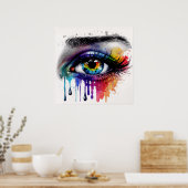 カラフル抽象芸術眼 ポスター (キッチン)