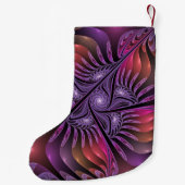カラフル抽象芸術紫モダンのフラクタル名 スモールクリスマスストッキング (裏面)