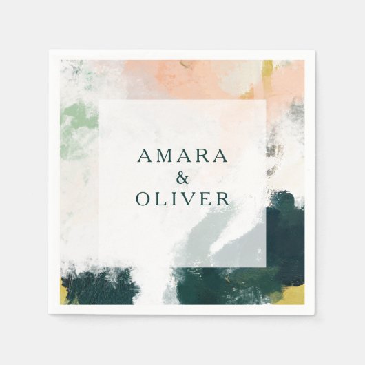 カラフル抽象芸術結婚のナプキン スタンダードカクテルナプキン (正面)