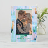カラフル抽象芸術結婚サンキューカードブルーピンク サンキューカード (スタンド正面)