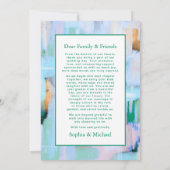 カラフル抽象芸術結婚サンキューカードブルーピンク サンキューカード (裏面)