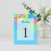 カラフル抽象芸術絞り染めパターンテーブル番号 ポストカード (スタンド正面)