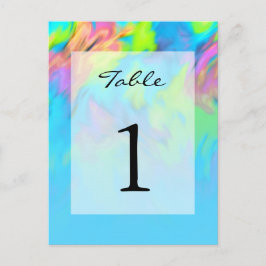 カラフル抽象芸術絞り染めパターンテーブル番号 ポストカード