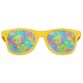 カラフル抽象芸術絞り染めパターンデザイン レトロサングラス (正面)