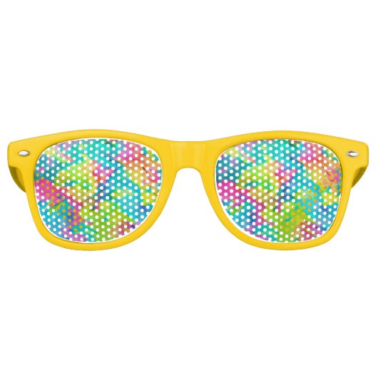 カラフル抽象芸術絞り染めパターンデザイン レトロサングラス (正面)