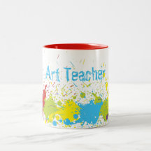 カラフル抽象芸術絵を描スプラッシュ先生マグカップ