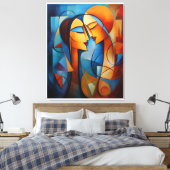 カラフル抽象芸術絵を描ズカップルキャンバスウォールアート キャンバスプリント (インサイチュ (寝室))