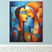 カラフル抽象芸術絵を描ズカップルキャンバスウォールアート キャンバスプリント (インサイチュ (ウッドフロア))