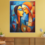 カラフル抽象芸術絵を描ズカップルキャンバスウォールアート キャンバスプリント (インサイチュ (リビング))