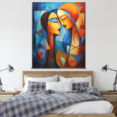 カラフル抽象芸術絵を描ズカップルキャンバスウォールアート キャンバスプリント (インサイチュ (寝室))