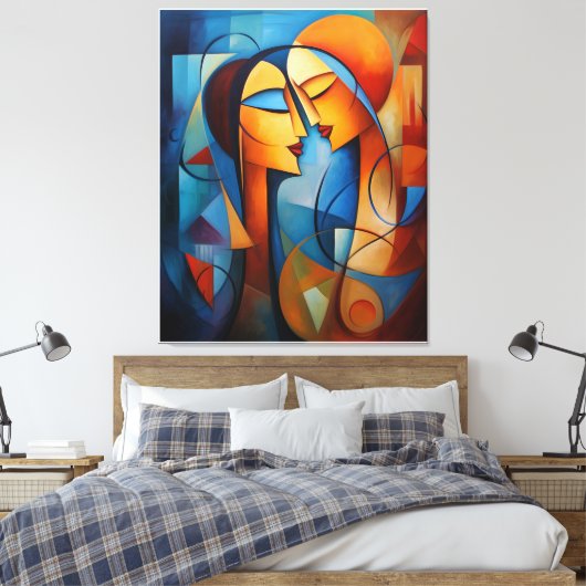 カラフル抽象芸術絵を描ズカップルキャンバスウォールアート キャンバスプリント (インサイチュ (寝室))