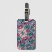 カラフル抽象芸術絵を描フローラ(ピンク、緑) ラゲッジタグ (正面縦)