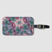 カラフル抽象芸術絵を描フローラ(ピンク、緑) ラゲッジタグ (正面横)