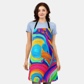 カラフル抽象芸術絵を描円 エプロン (着用した状態)