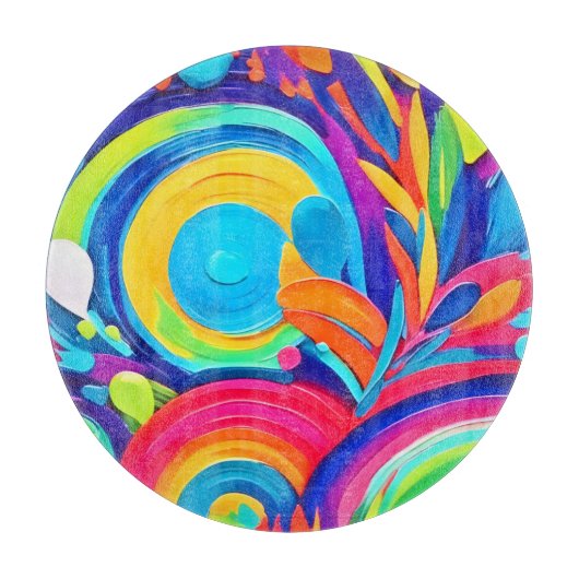 カラフル抽象芸術絵を描円 カッティングボード (正面)