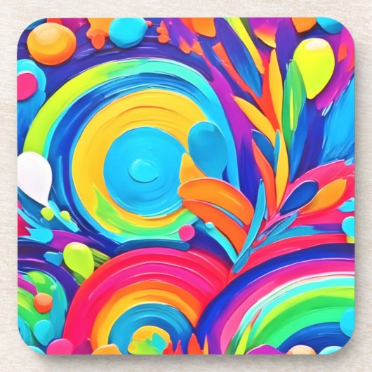 カラフル抽象芸術絵を描円 コースター (正面)