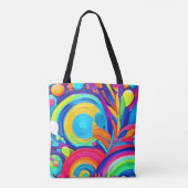 カラフル抽象芸術絵を描円 トートバッグ (裏面)