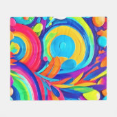 カラフル抽象芸術絵を描円 フリースブランケット (正面(横))
