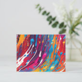 カラフル抽象芸術絵を描滴 ポストカード (スタンド正面)